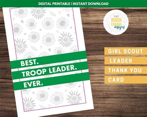 Girl Scout Leader Appreciation Card Best Leader Ever Etsy