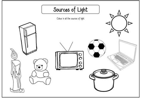 9 Sources Of Light Worksheet For Kindergarten Kindergarten Worksheets Science Worksheets