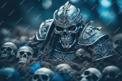 A Knight In A Armor With Skulls And Bones Premium Ai Generated Image