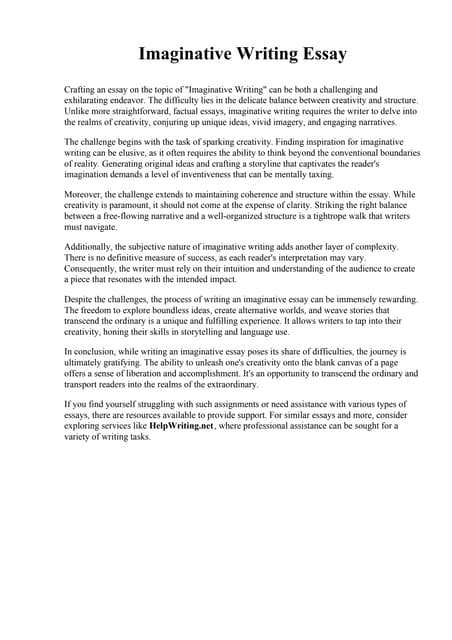 Imaginative Writing Essay.pdf | Free Download