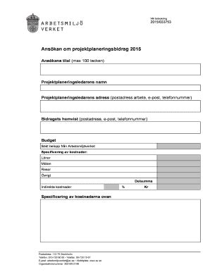 Fillable Online Anskningsformulr Projektplaneringsbidrag Anskan Om