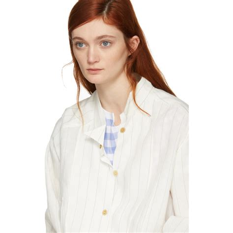 Loewe White Stripe Asymmetric Shirt Loewe