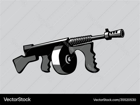 Mafia Weapons Cartoon Image Tommy Gun Royalty Free Vector