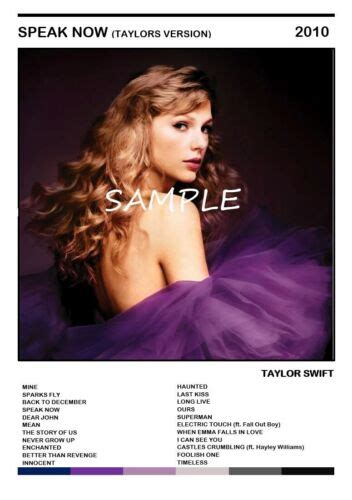 Taylor Swift Speak Now Taylors Version Album Poster A4 Ebay