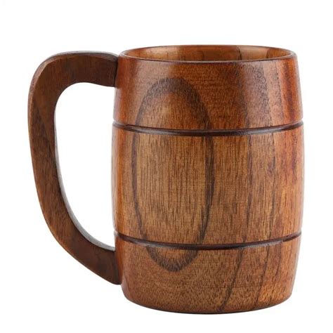 Natural Wooden Coffee Mug Retro Big Capacity Tea Water Beer Coffee Cup