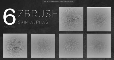 ArtStation - 6 HQ ALPHA SKIN - ZBRUSH by Renan Assuncao