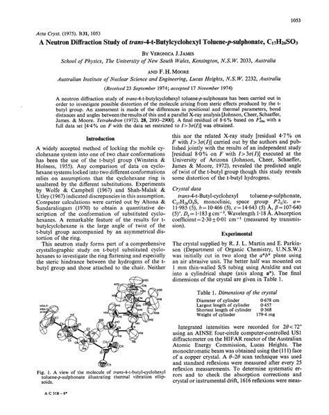 Pdf A Neutron Diffraction Study Of Trans T Butylcyclohexyl Toluene