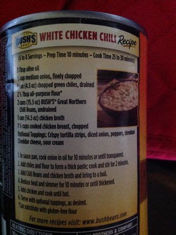 bush's white bean chicken chili recipe