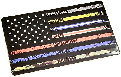 X Usa Flag Black Stripe Multi Thin Line St Responders Aluminum