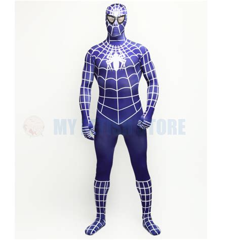 Full Body Blue Spider Man Lycra Spandex Bodysuit Cosplay Zentai Suit