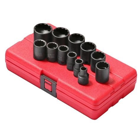 Sunex Tools 12 Piece Standard Sae 38 In Drive Set 12 Point Impact Socket Set At