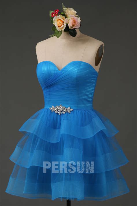 Robe De Bal Courte Bleu Ciel Bustier Coeur Jupe Patineuse Persun Fr