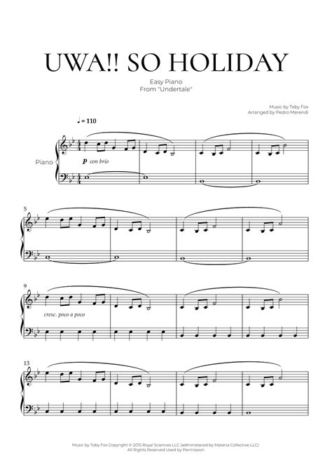 Undertale Variations Arr Pedro Merendi Sheet Music Toby Fox Easy