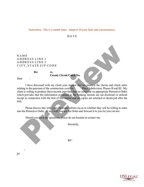 Sample Letter Requesting Protective Order For Documents Restraining