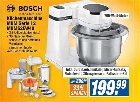 Bosch K Chenmaschine Mum Serie L Mums Ew Angebot Bei Expert