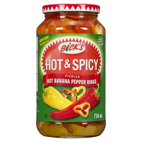 Bick s Zero Fat Pickled Hot Banana Pepper Rings Hot Spicy ml Voilà Online Groceries Offers
