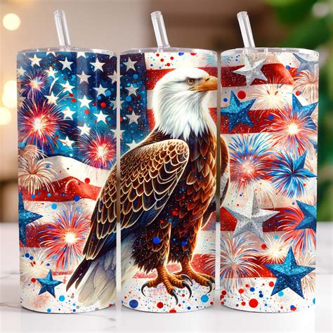 American Eagle 4th Of July 20 Oz Tumbler Wrap Skinny Sublimation