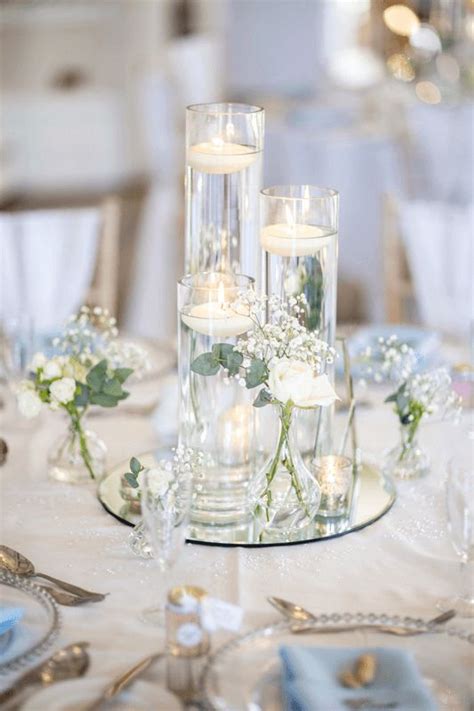 Bud Vase Centerpiece Wedding Round Table Centerpieces Mirror