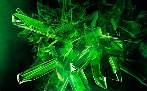 Fond d écran art numérique abstrait herbe vert cristal laser