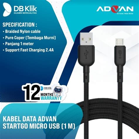 Kabel Data Advan Startgo Fast Charging A Nm Nylon Micro Usb Meter