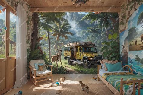 Premium AI Image | Jungle Safari Kids Bedroom Wild Imaginations