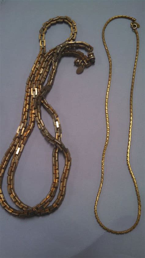 Les Bernard Costume Gold Tone Chain Necklaces 2 By Micsjwl On Etsy