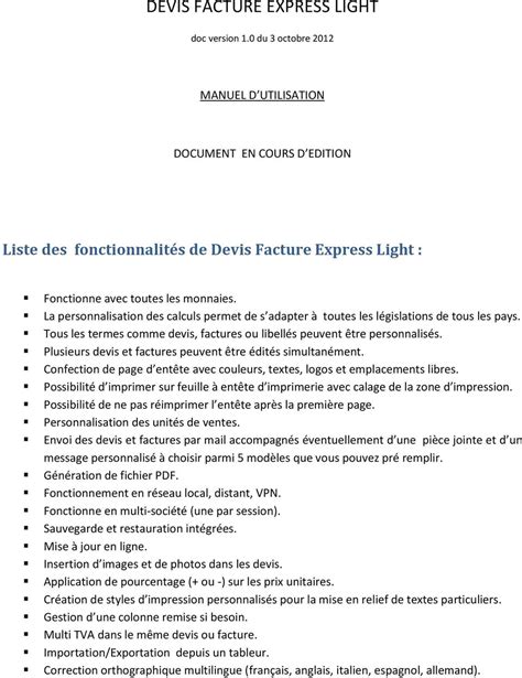 DEVIS FACTURE EXPRESS LIGHT PDF Téléchargement Gratuit