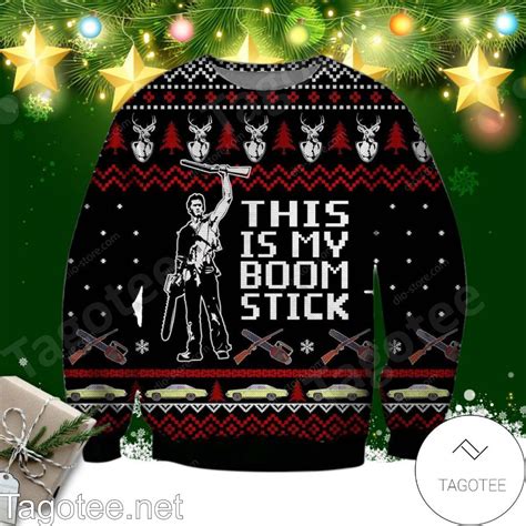 Ash Williams This Is My Boomstick Poster Ugly Christmas Sweater Tagotee