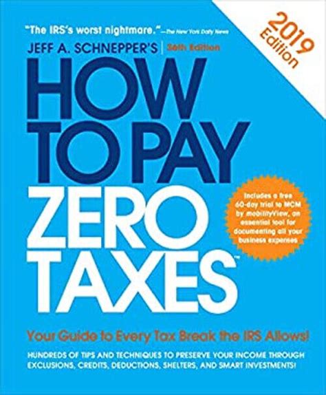 How To Pay Zero Taxes 2019 Paperback Jeff A Schnepper 9781260143263 Ebay