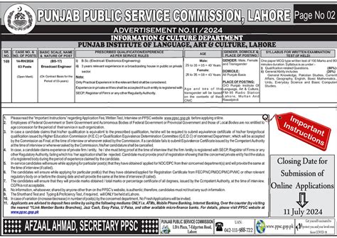 Latest Punjab Public Service Commission Ppsc Jobs Lahore