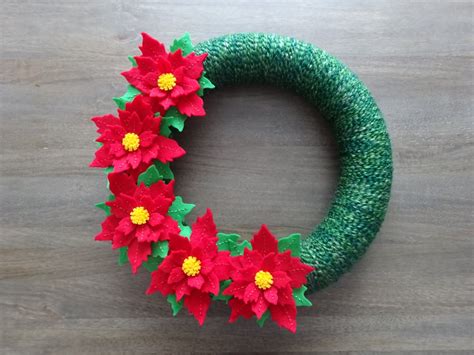 Christmas Felt Wreath Felt Flower Wreath Christmas Wreath