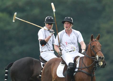 Princes William And Harry Play Polo In The Audi Polo Challenge At Coworth Park In Berkshire On