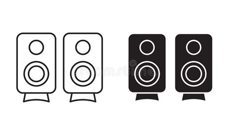 Two Stereo Speakers Outline Icon Collection Or Set Two Stereo Speakers