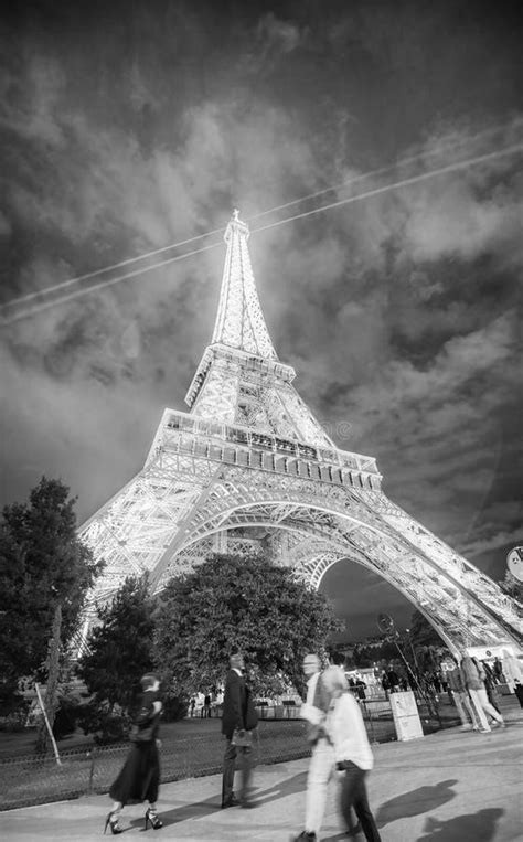 Paris, France - July 7, 2014: Night View of Eiffel Tower Lights Show ...