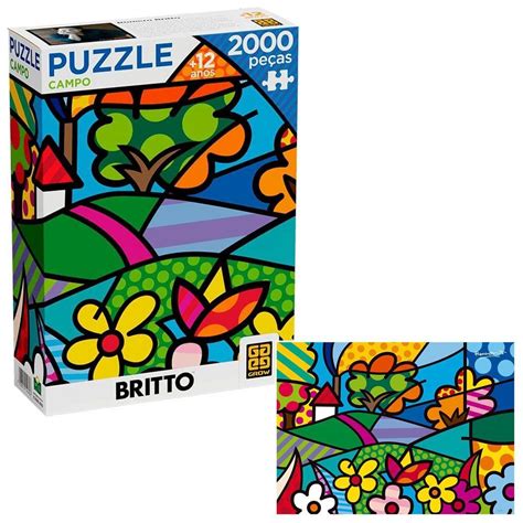 Quebra Cabe A Puzzle Grow Romero Britto Campo Pe As Shopee