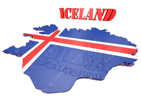 Map Of Iceland With Flag Clip Art Illustration Cartography Png