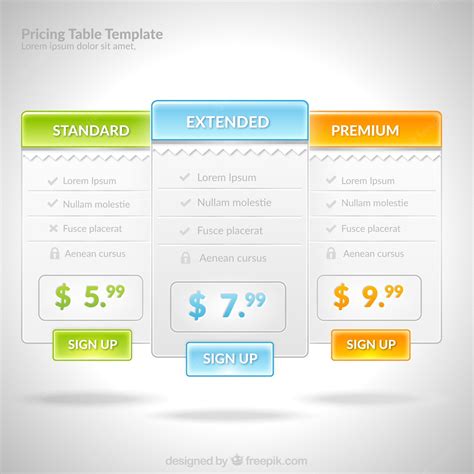 Free Vector | Pricing table template