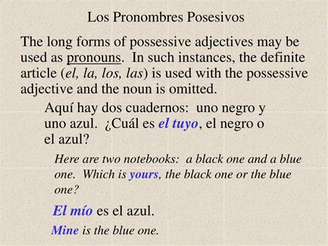 Ppt Long Form Possessive Adjectives And Pronouns Powerpoint Presentation Id4393116