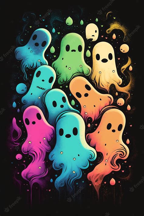 Premium Photo A Colorful Illustration Of Ghosts With Different Colors