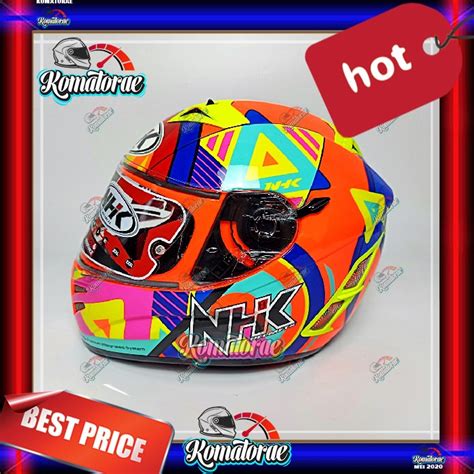 Jual HELM NHK TERMINATOR SE PIGMENT ORANGE FLUO DOUBLE VISOR FULL FACE