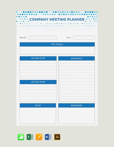 Monthly Meeting Planner Template Excel - bmp-a