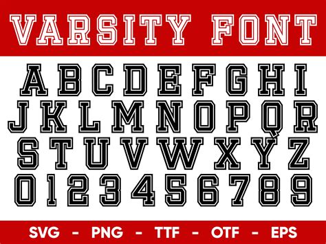 Varsity Font SVG, College Font Svg Files for Cricut and Silhouette, Outline Font Alphabet Ttf ...