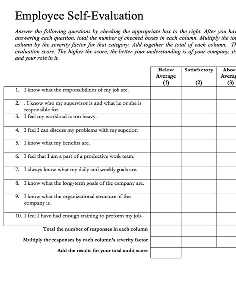 Employer Self Evaluation Form - EvaluationForm.net