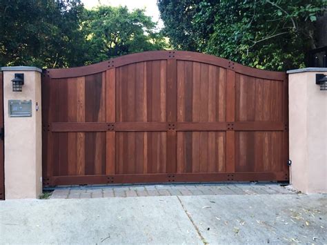 Driveway Gate Made From Redwood Intercom Gate Opener Wood Gates