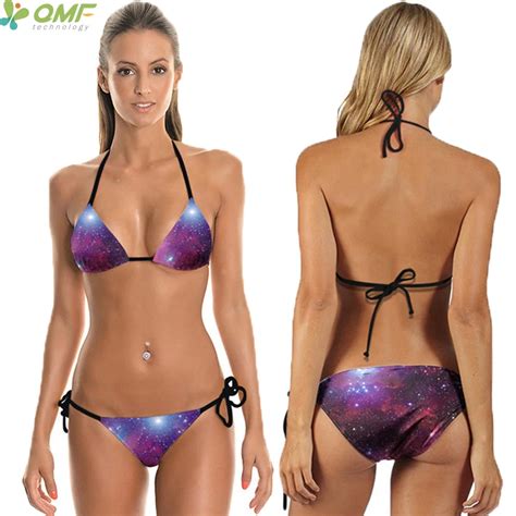 Dream Purple Galaxy Bikini Set Print Starry Night Stars Beach Biquini