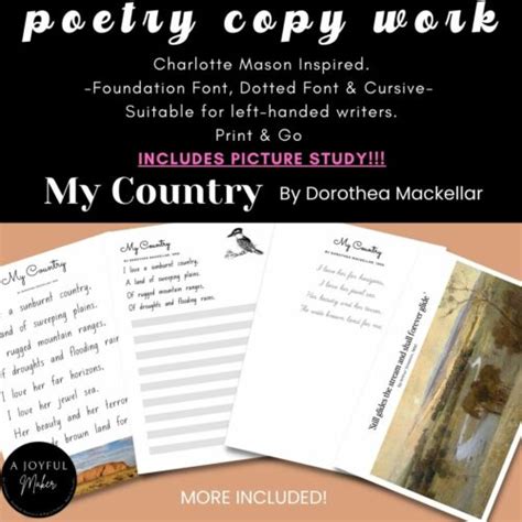 My Country By Dorothea Mackellar Australian Poetry Copy Work