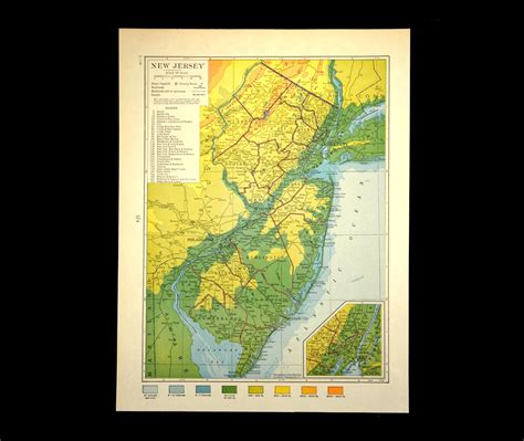 Topo Map Map Art New Jersey Map Vintage Map Stylized with Digital