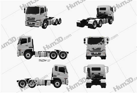 UD-Trucks Quon GW Tractor Truck 3-axle 2010 Blueprint Template ...