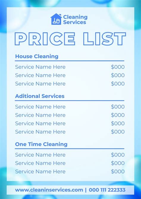 Personalize This Creative Clean Home Cleaning Services Price List