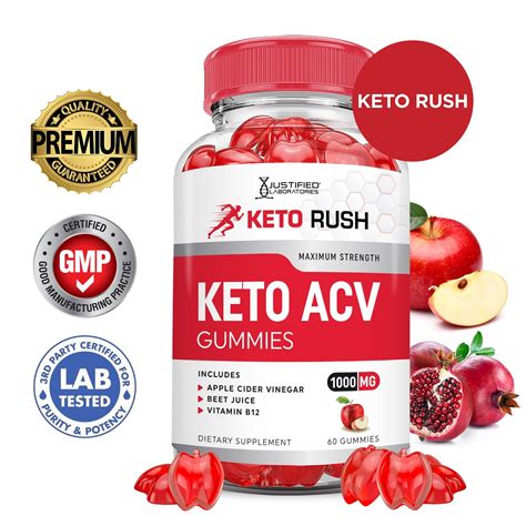 Keto Rush Acv Gummies 1000mg Dietary Supplement 60 Gummys